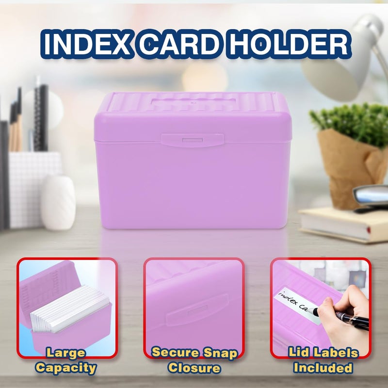 H4D 3x5 Index Card Holder with 100 Heavyweight Ruled Index Cards and 25 Plastic Dividers, Light Purple - Image 3